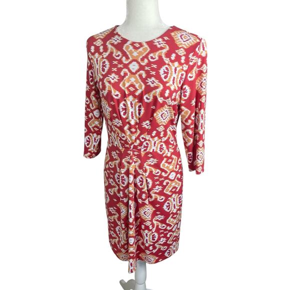 J.McLaughlin Catalina Cloth Mia Ikat Scroll Dress Coral Orange Women's Sz Medium - Picture 4 of 15